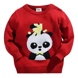 Little Maven/Новая осень весна дети с длинными рукавами o-образный качества панда вязаная девочек мальчиков вышивка Повседневное хлопковые