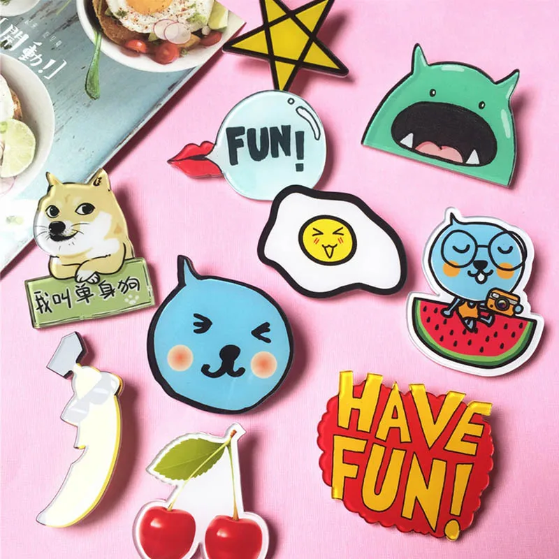 

Hot Unisex Kids Girl Acrylic Badge Brooches Clothes Badge Backpack Anime Icons Badges Cute Cartoon Brooch