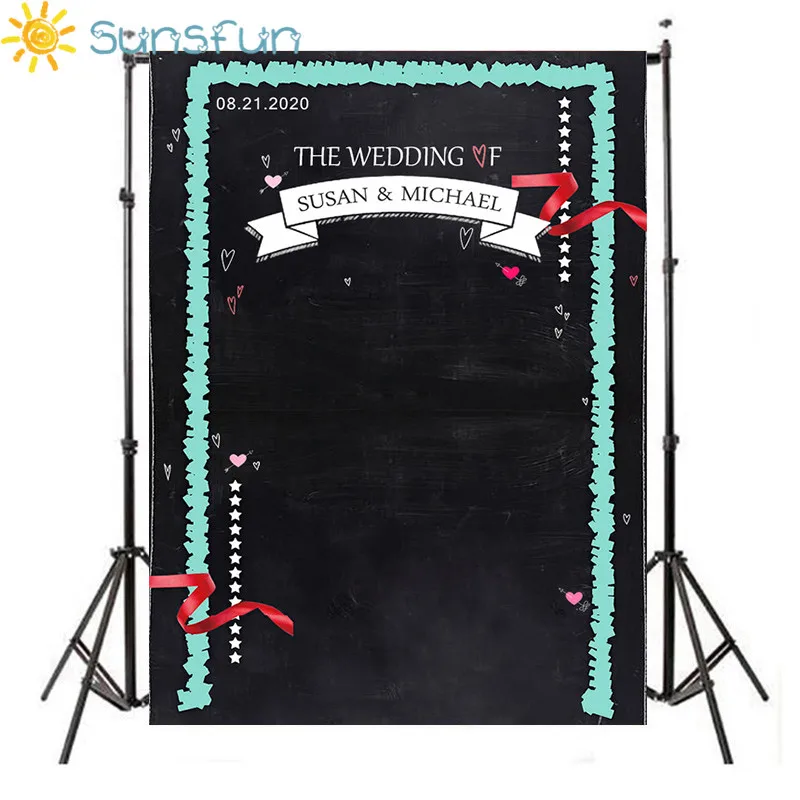 

Sunsfun Photocall wedding Theme Backdrops Blackboard for Photo Studio chalk Background Photography customized size Name