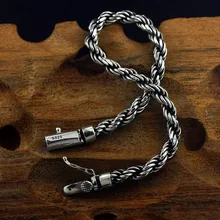 Настоящий мужской браслет из стерлингового серебра 925 пробы винтажный тайский серебристый тканый браслет модные ювелирные изделия подарки на день рождения