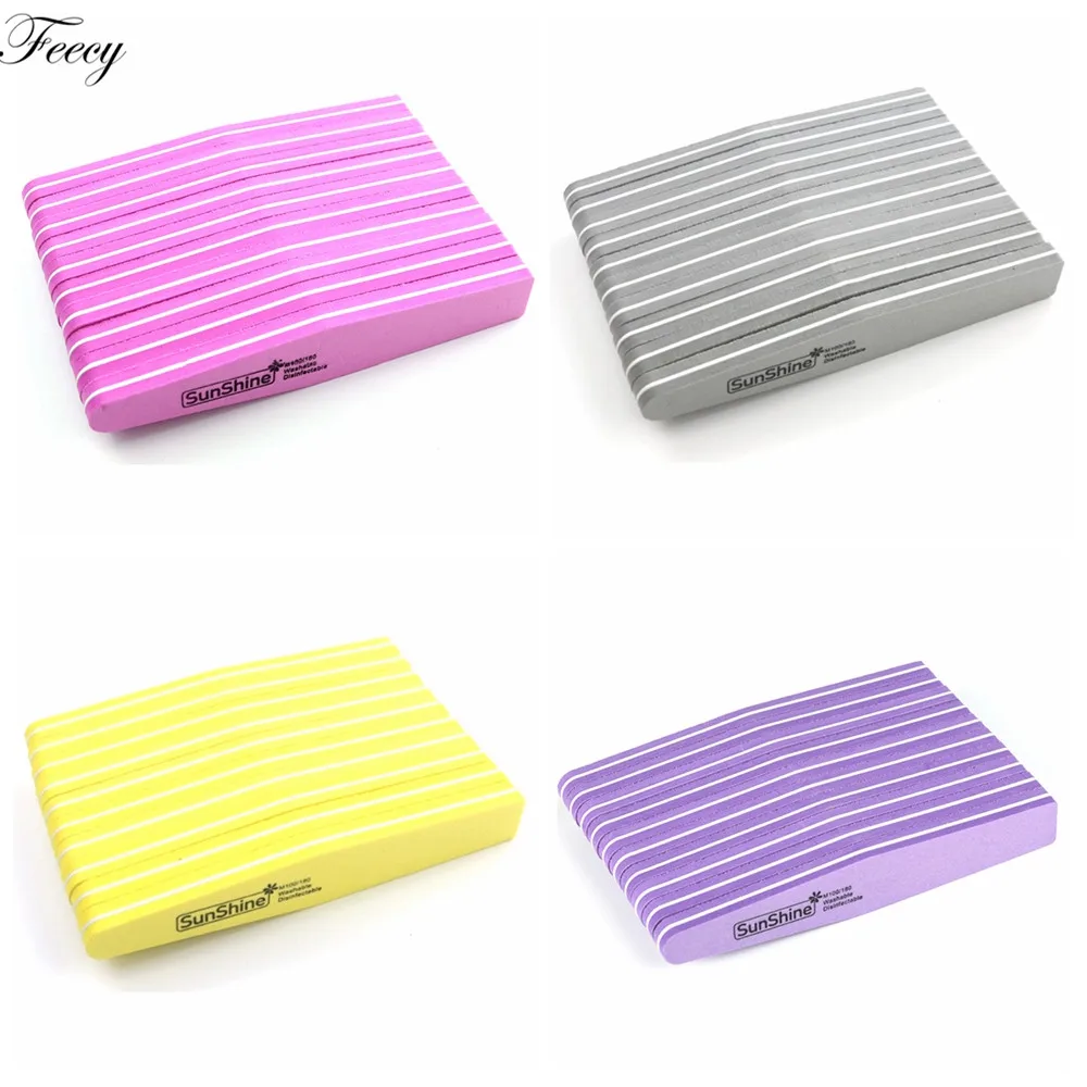 

10pcs/lot Professional Double-sided Nail File for Gel Nails Polish 100/180 Grit Trimmer Buffer Pedicure Manicure Nail Art Tools