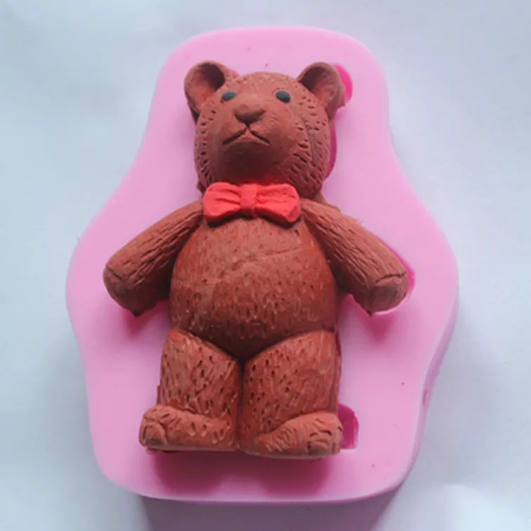 

New Pretty Stand Teddy Bear Silicone Fondant Silicone Sugar Craft Molds Cartoon DIY Cake Decorating