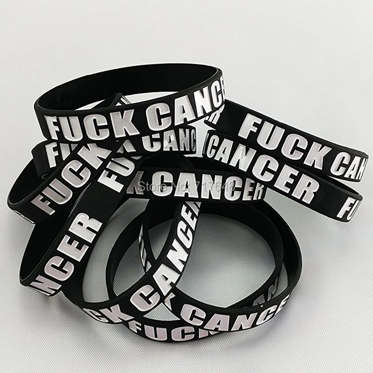 300PCS Cancer Awareness black magenta pink purple yellow wristband silicone bracelets free shipping by FEDEX | Украшения и