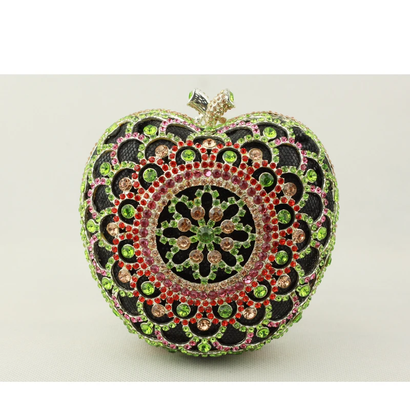 Apple shaped Women Purse Bag with Shoulder Chain Small Fashion Crystal
