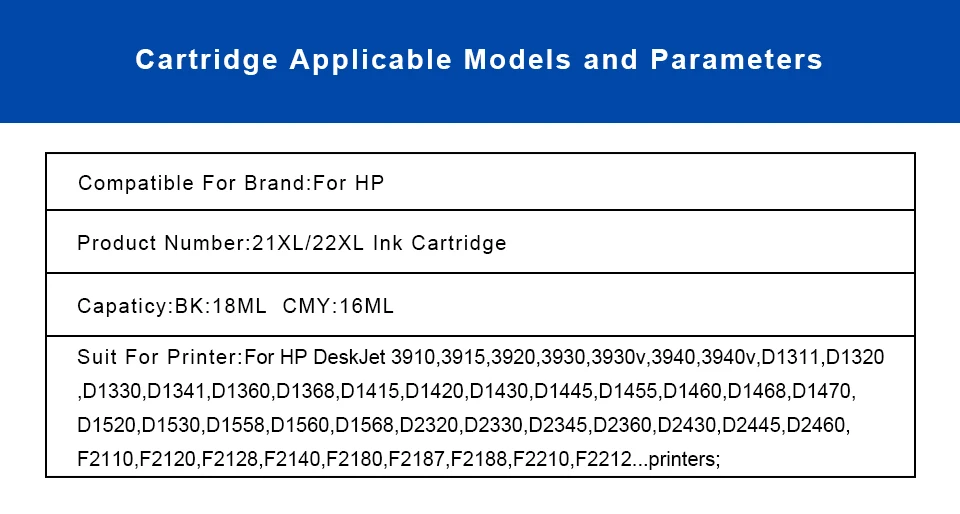 INKARENA 21 22XL заправленный чернильный картридж Замена для hp 21 22 картридж Deskjet 3915 3920 D1320 F2100 F2280 F4180 чернила для принтера