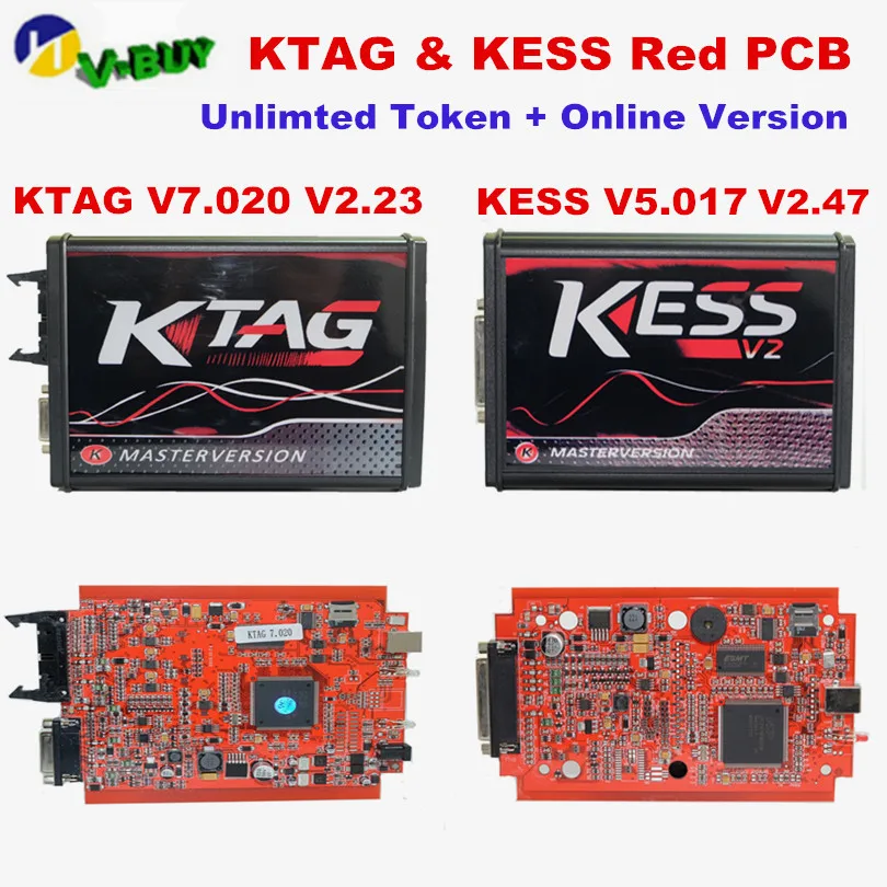 Онлайн V2.47 ЕС красный Kess V5.017 OBD2 менеджер Тюнинг Комплект KTAG V7.020 Kess V2 5,017 металлический программатор BDM K-TAG 7,020 ECU программист