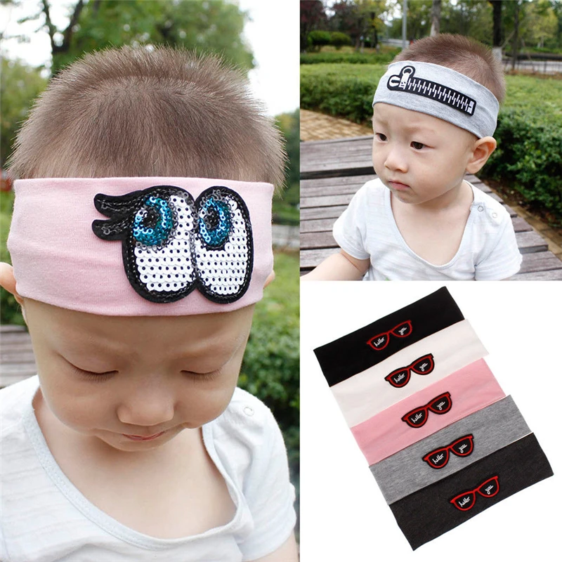 

Baby Girl Boy Pure Color Headband Hair Band Toddler Kids Cartoon Sequin Glasses Headwear Head Wrap Clothes