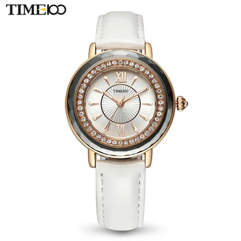 

TIME100 Women Watches Leather Strap Diamond Shell Big Dial Waterproof Ladies Quartz Wrist Watch For Women Relogio Feminino
