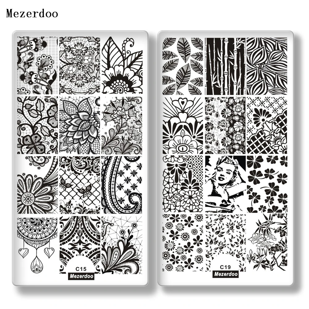 

10Pcs Stainless Steel Nail Art Stamping Plates Various Patterns Nail Art Printer Tool Manicure Stencils for Halloween Christmas