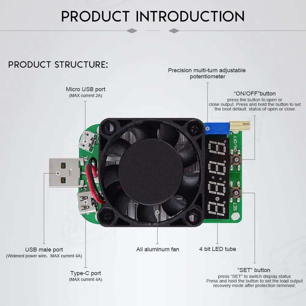 Aokin LD25 LD35 электронный нагрузочный резистор USB интерфейс разрядка батарея тест