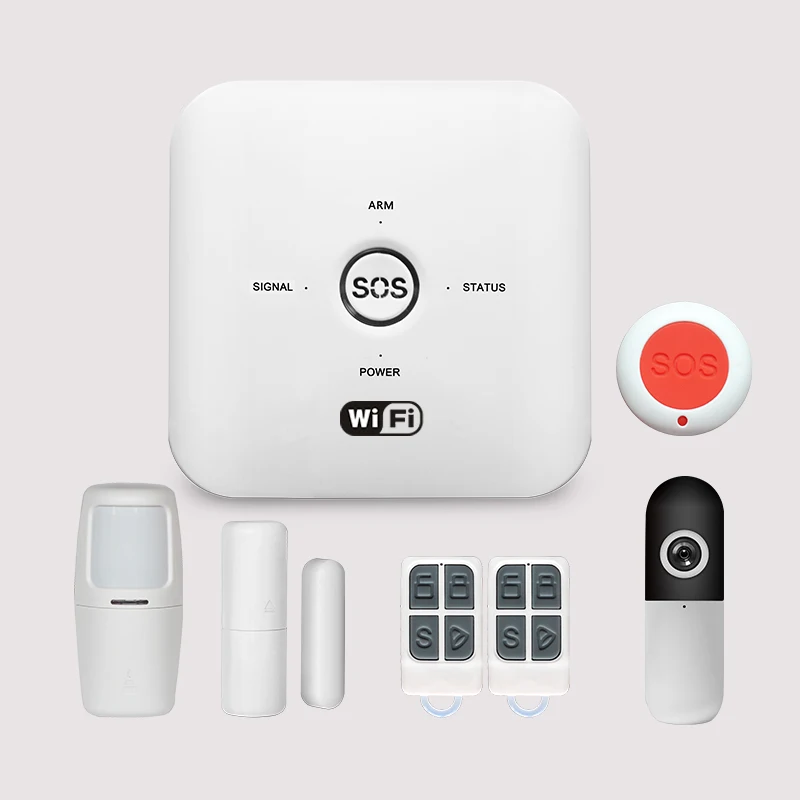 Tuya Smart Wifi+ GSM Беспроводная умная домашняя система охранной сигнализации совместима с Alexa - Цвет: Красный