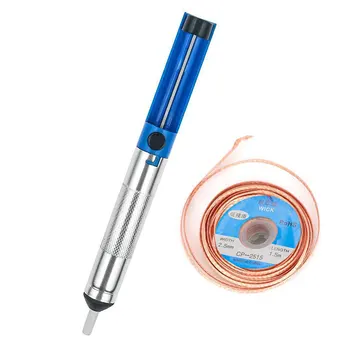 

1 PCS Aluminium Solder Sucker+1.5M Solder Wick Tin Absorption Wire Desoldering Pump Tool Removal Device Vacuum Soldering Iron