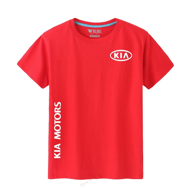 Модные мужские обычные Топы с коротким рукавом KIA футболка Motors мужские одноцветные футболки топы - Цвет: Красный