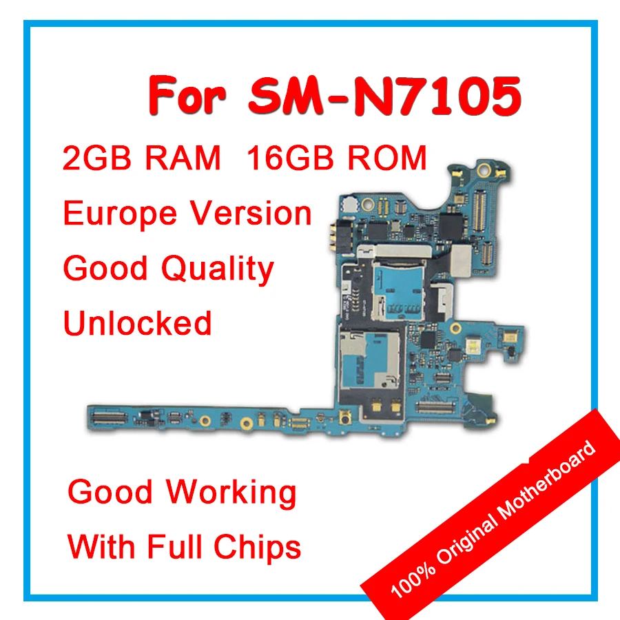 

16GB Original Motherboard For Samsung Galaxy Note 2 N7105 100% Unlocked Mainboard EU Version Android OS Logic Board With Chips