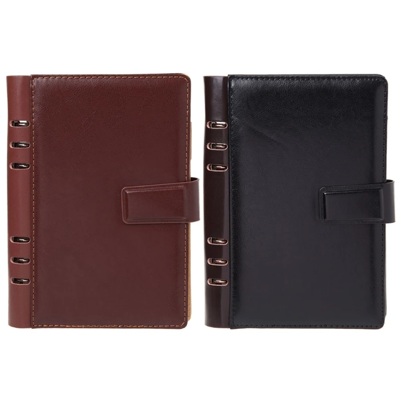 

OOTDTY High Quality Notebook Vintage Faux Leather Notebook Planner Dividers Spiral Notebook A5 Personal Diary