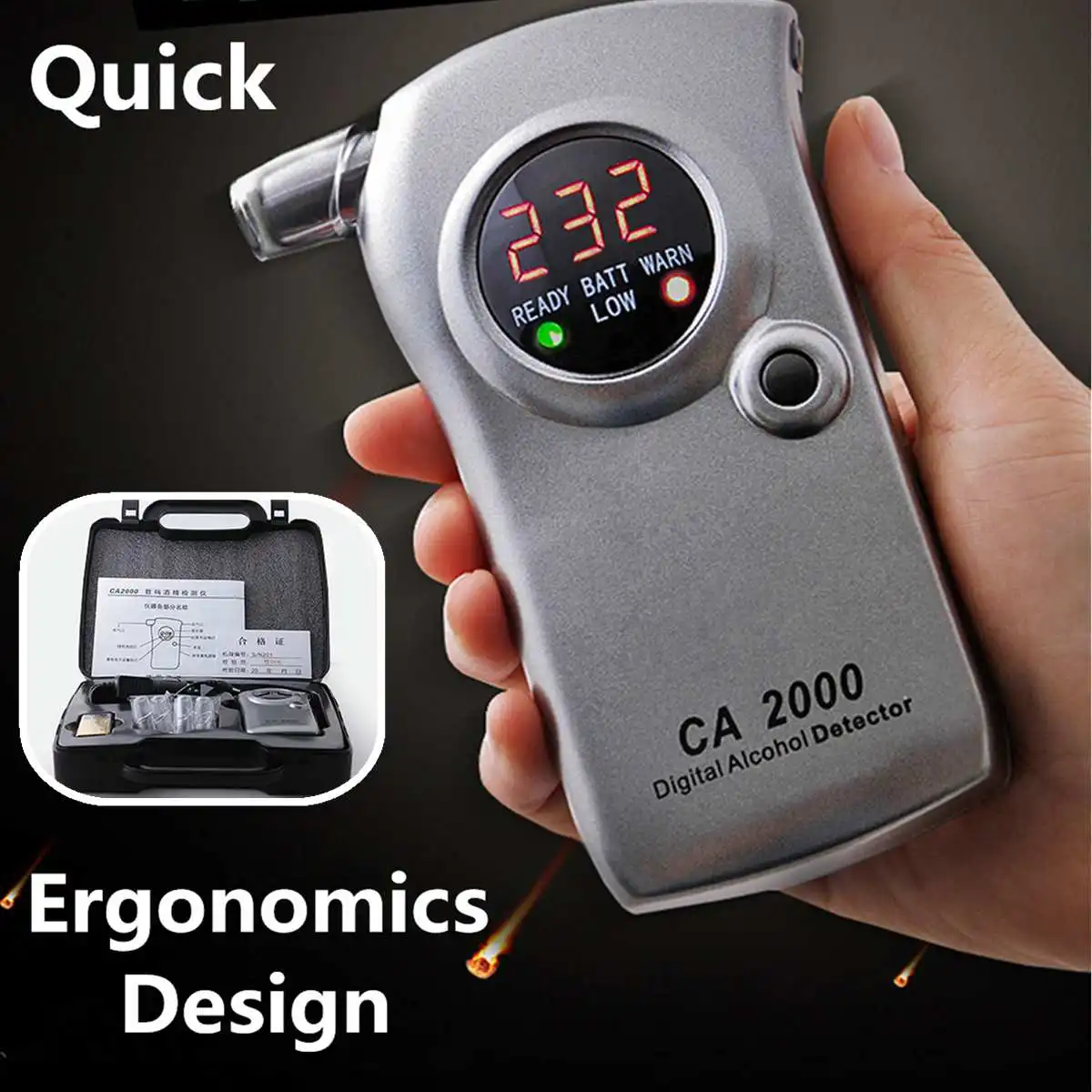 Professional Digital LED Display Breath Alcohol Tester Breathelyzer Analyzer Detector With 9V Energy-saving Battery And Box
