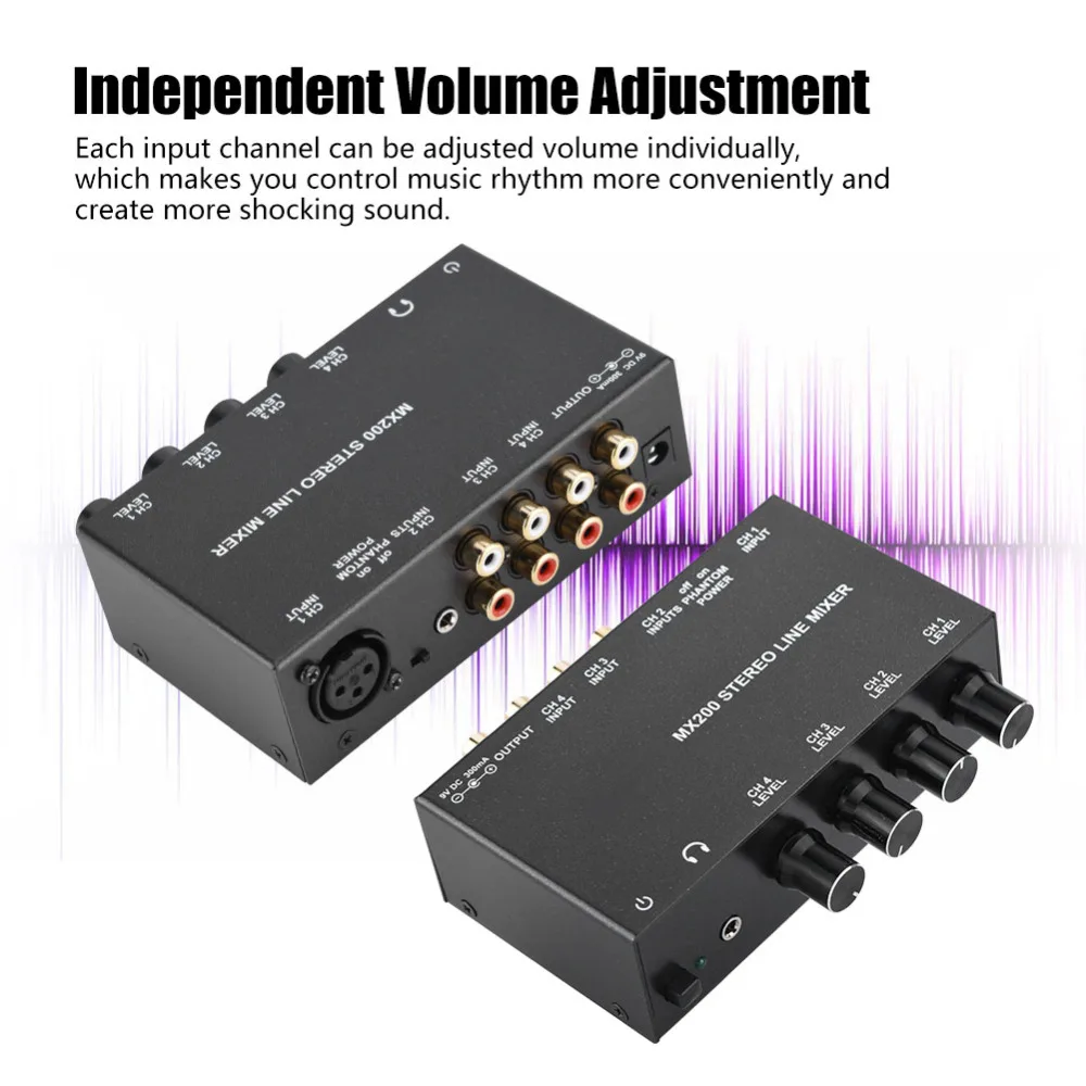 

Noise Cancelling Mini Karaoke Mixer 3 RCA Input & 1 RCA Output Stereo Sound Mini Dj Mixer High Gain
