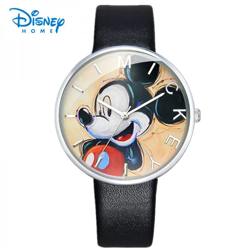 100 Genuine Disney Fashion Watch Mickey Children Cartoon Watch Leather Wristwatch Casual Kid Boy Quartz Watch