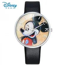 100 Genuine Disney Fashion Watch Mickey Children Cartoon Watch Leather Wristwatch Casual Kid Boy Quartz Watch