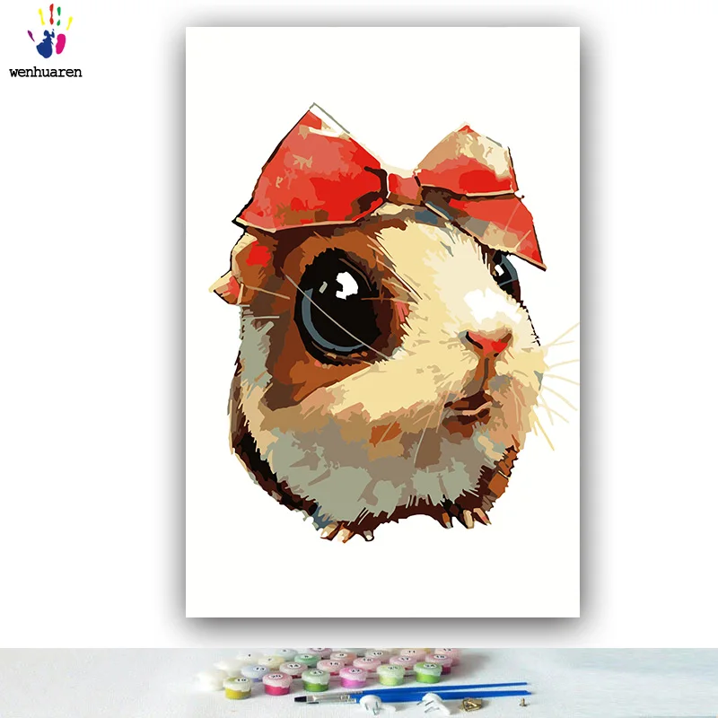 DIY Раскрашивание картины по номерам с цветами окрашенные животные милые животные картина рисунок по номерам Обрамленный дом - Цвет: 0017