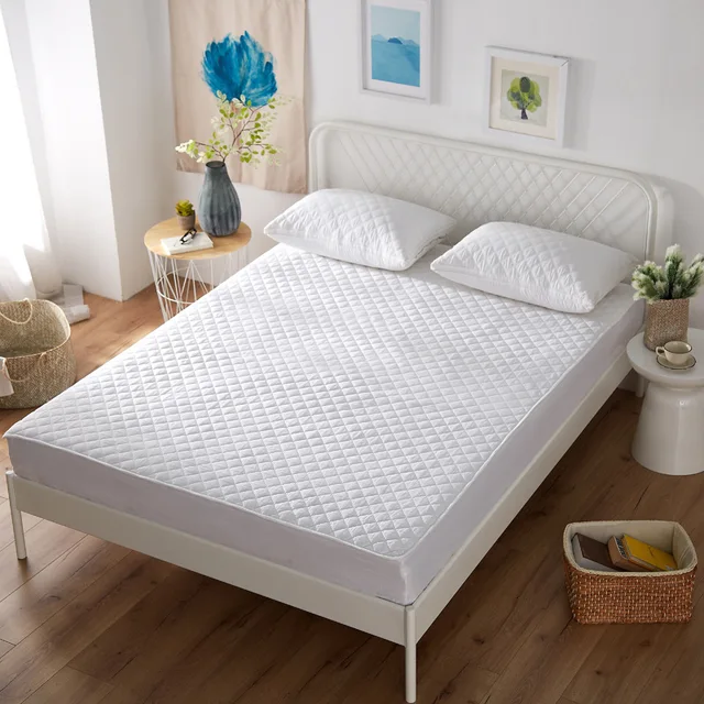 Cilected Pure White Cotton Mattress Pad Cover Protector Dust Mite Cilected Pure White Cotton Mattress Pad Cover Protector Dust Mite Anti Folding Bed Elastic Sheet Twin