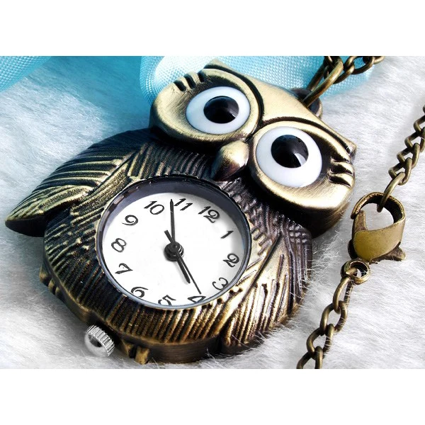 Bronzo Night Owl Collana Del Pendente Del Quarzo Steampunk Vigilanza Di Tasca De Bronzo Night Owl Collana Del Pendente Del Quarzo Steampunk Vigilanza Di Tasca De