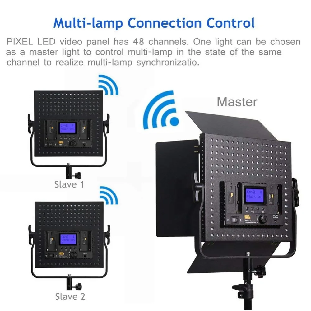 Pixel K80 LED Video Light 3 в 1 комплект освещение для фотосъемки Встроенная 2 4 ГГц