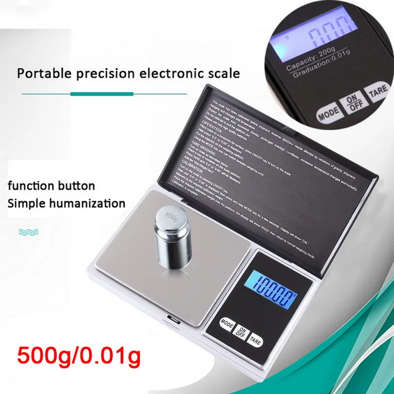 1Pcs Precise Digital Kitchen Scale Pocket Scale With LCD Display For Food Medicine Jewelry Black Not Battery