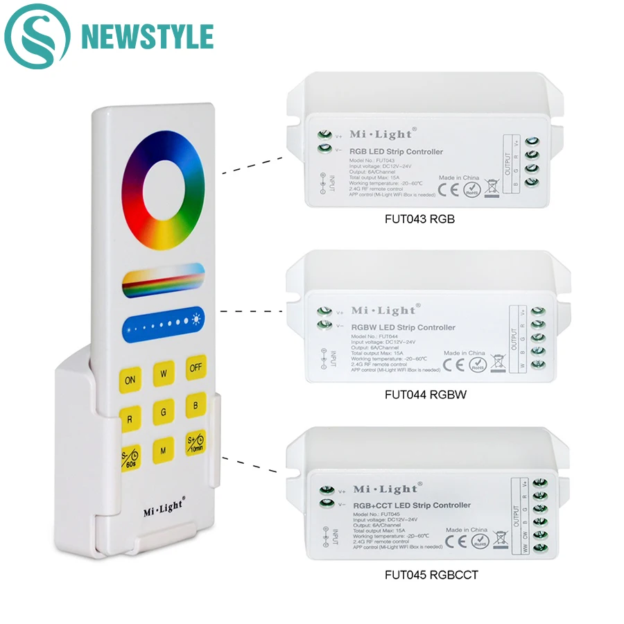

Milight 2.4G Smart Phone RF LED Controller RGB RGBW RGB CCT Controller+Wireless Timer Touch Remote Control For 3528 5050 Strip