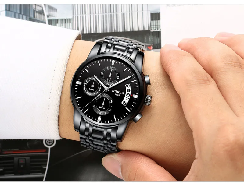 High-end Luxury Men's Luminous Waterproof Watch NIBOSI Fashion Color in Multiple Colors Multifunctional Stainless Steel Calfskin (11)