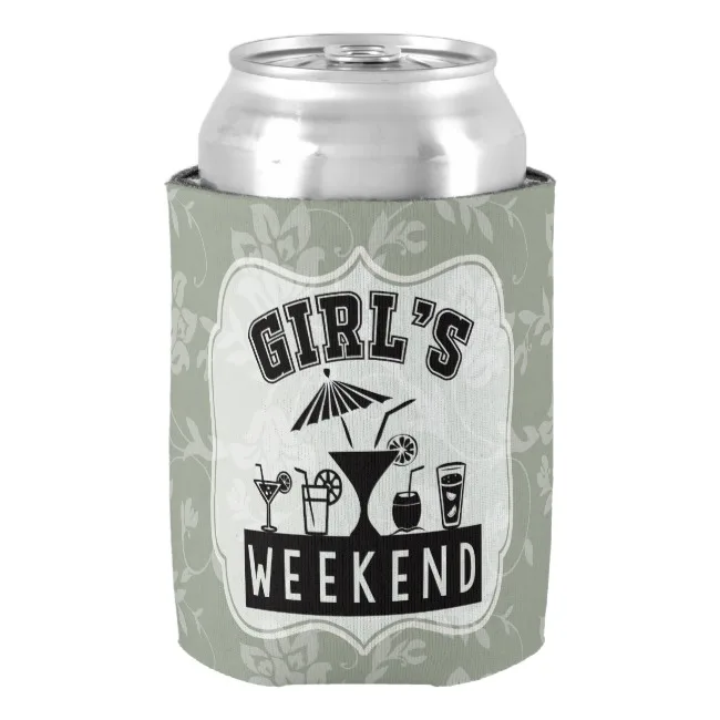 Girl's Weekend Beer Party Can Cooler,Neoprene Beer Can Cooler,Girls