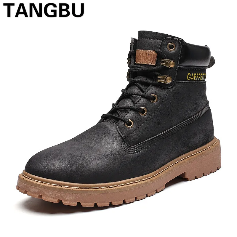 

New Arrival Vintage Men Martin Boots Lace Up Breathable Casual Leather Boots Ankle Botas Fashion Men Motorcycle Boots Size 39-44