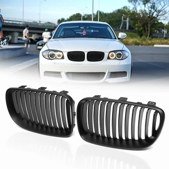 

For BMW 1 SERIES E81 E82 E87 E88 2d 4d 2007 2008 2009 2010 2011 2012 2013 Pair ABS Side Matte Gloss Black Front Kidney Grilles