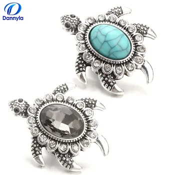 

Cute Turtle Wholesale Snap Jewelry Supplies With Rhinestones Fit Snap Button Keychain LSSN724