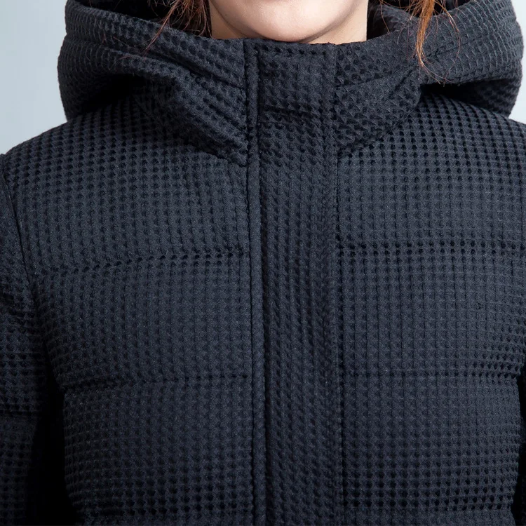 2018 New Style Winter Coat Ceciliayu Long Solid Zipper Slim Thick Full White Duck Down 90% Office Lady Knitted Down Coats Coats