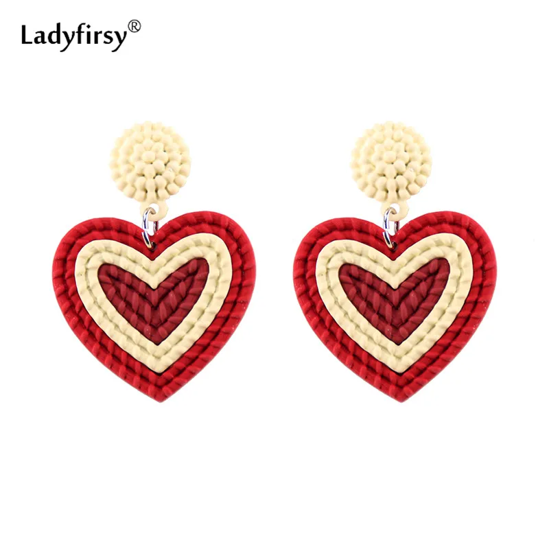 wicker heart earrings