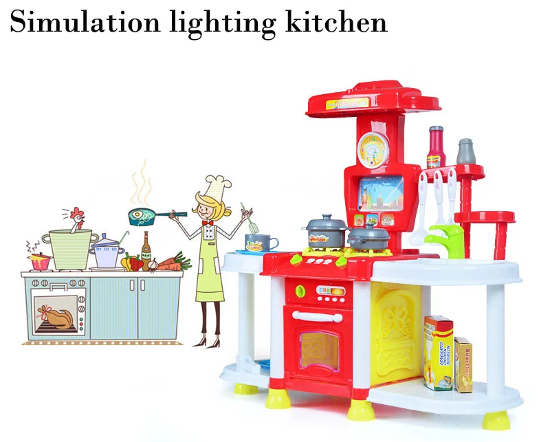 Новый притворяться, играть Моделирования освещения кухня девушка приготовления посуда кухонные принадлежности игрушки подарок игрушки