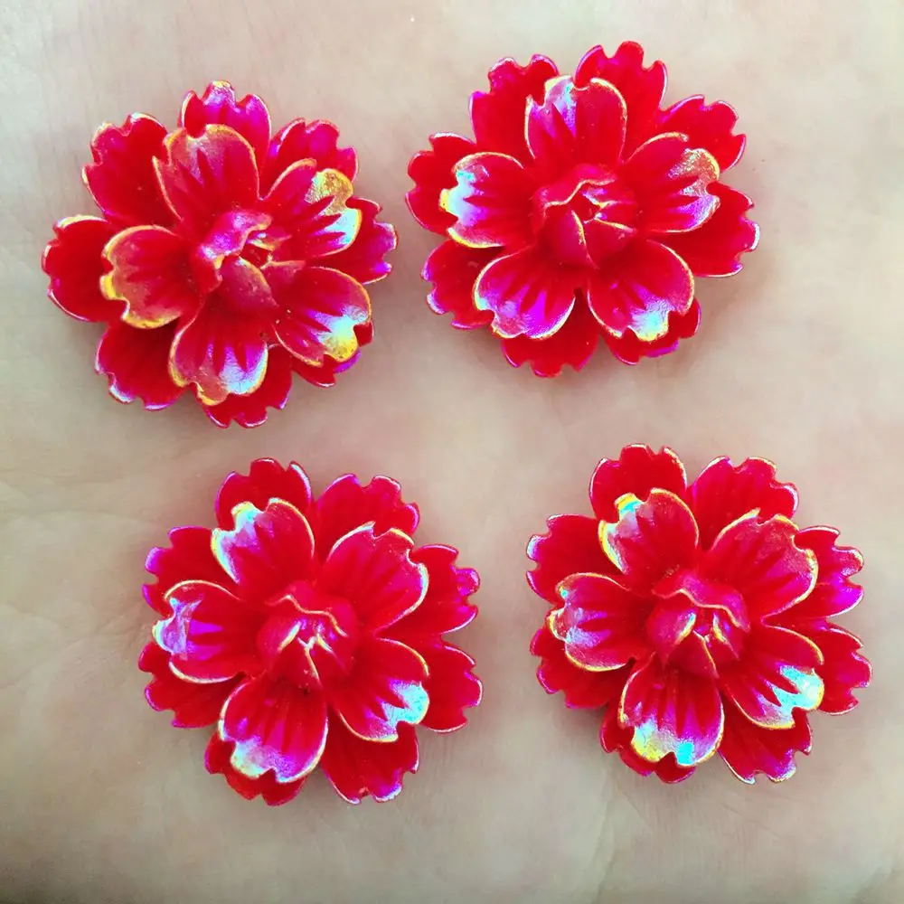 

NEW 12PCS 25mm AB Resin Candy Color Flower Stone Flatback Wedding Buttons Crafts K136*2