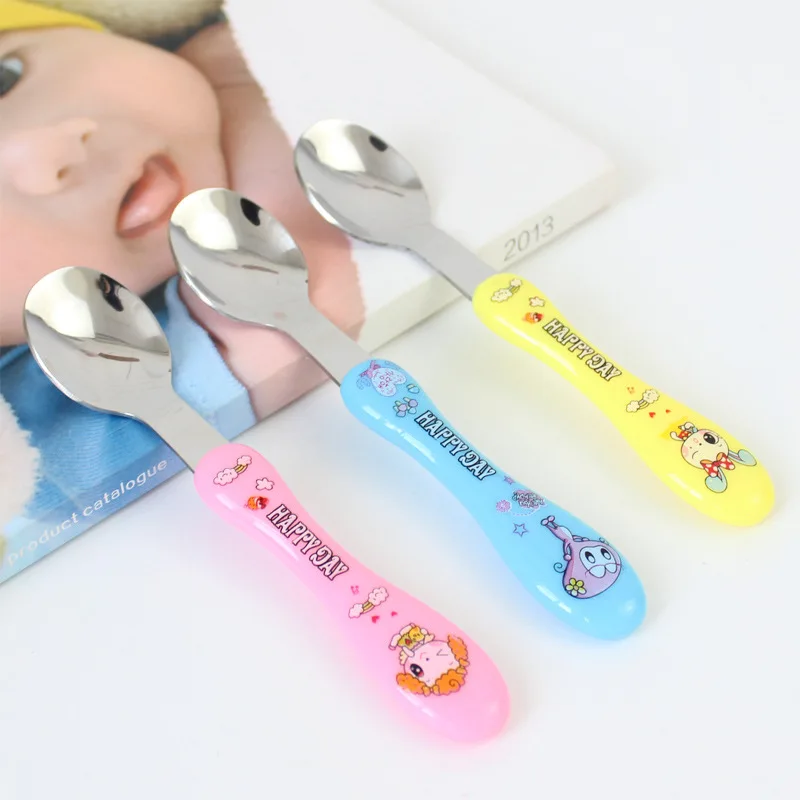 1pc Cartoon Baby Spoon Children Stainless Steel Spoon Boys Girls