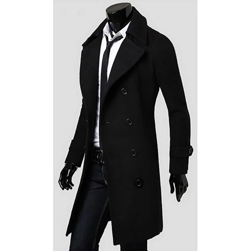 Pui men tiua 3XL мужской Тренч, модное мужское осеннее длинное пальто, зимнее двубортное ветрозащитное тонкое пальто, куртки