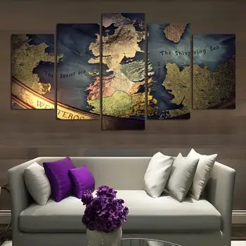 

NO FRAME Drop Ship Unmframed Canvas 5 pieces WORLD MAP TRADITONAL modern wall painting home decor wallpaper on canvas prints