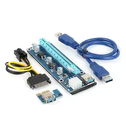 Hot-USB3.0 1-16x PCI-E Express адаптер питания синий (VER006C) кабель удлинитель Riser Card