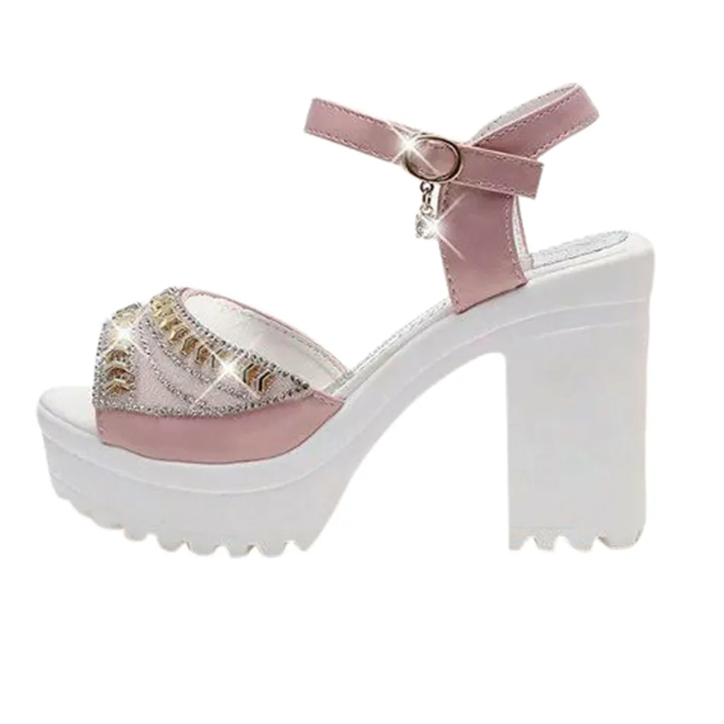 

SAGACE Women's Sandals Pure Color Leather Women Sandals Casual New Brand Buckle Shoes Women Sandals High Heels Sandals 941612