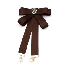 Свитер с воротником для взрослых, рубашка с галстуком-бабочкой, деловая, женская, свадебная, со стразами, из металлического сплава из жемчуга, галстук-бабочка, ленточка с бантиками