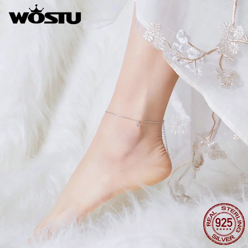 

WOSTU 2019 New Ankle Bracelet 100% Real 925 Sterling Silver Ankles For Women Fashion Jewelry Making Women Accessories DXT009