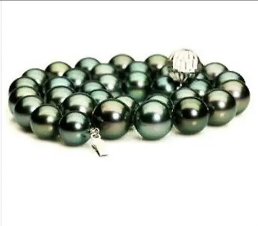 

AAAHUGE 18INCH 12MM TAHITIANPEACOCK GREEN PEARL PEARL NECKLACE