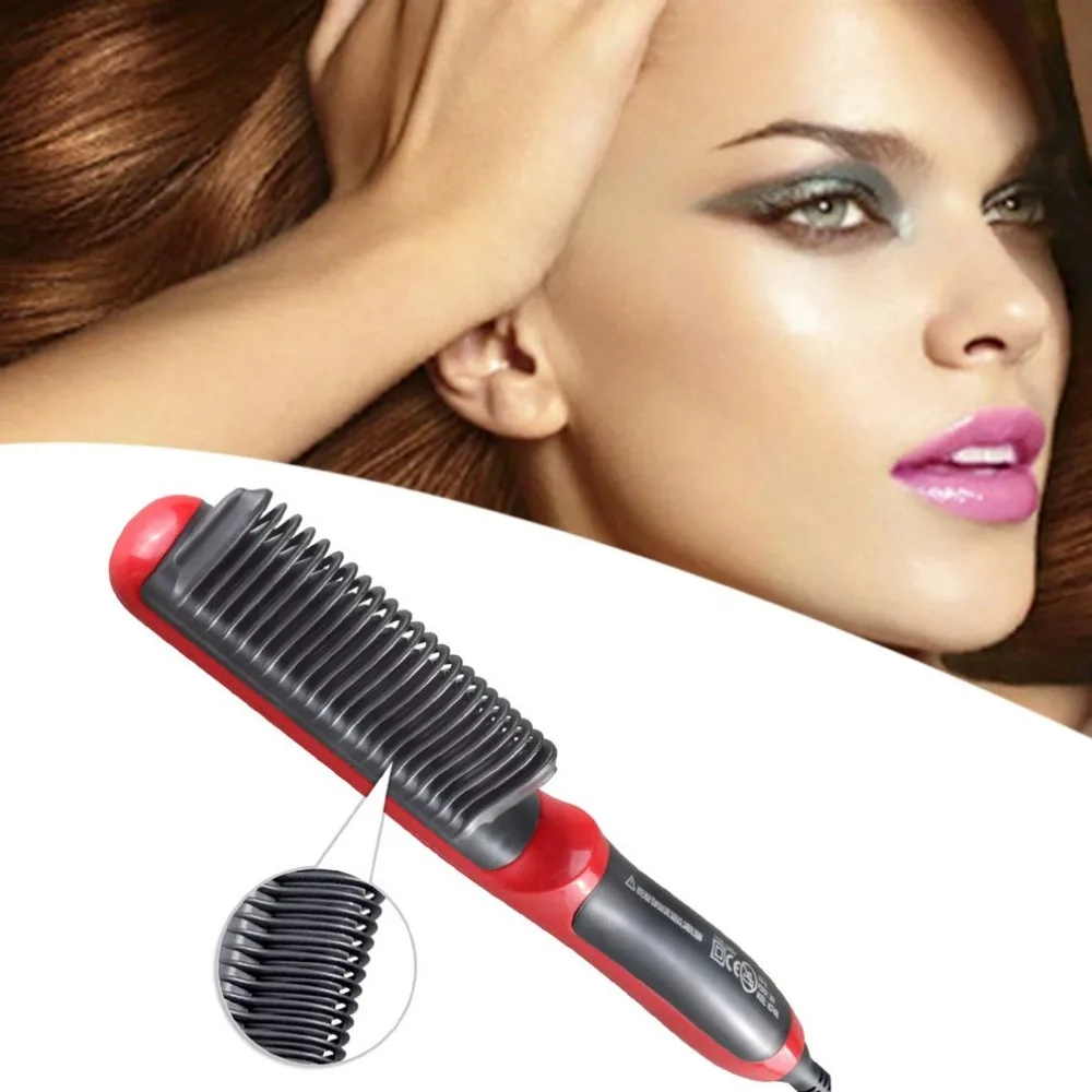 Выпрямитель для волос электрическая расческа для прямых волос щетка с ЖК-подогревом керамический утюжок для волос щетка для укладки волос EU Plug new beauty Easy