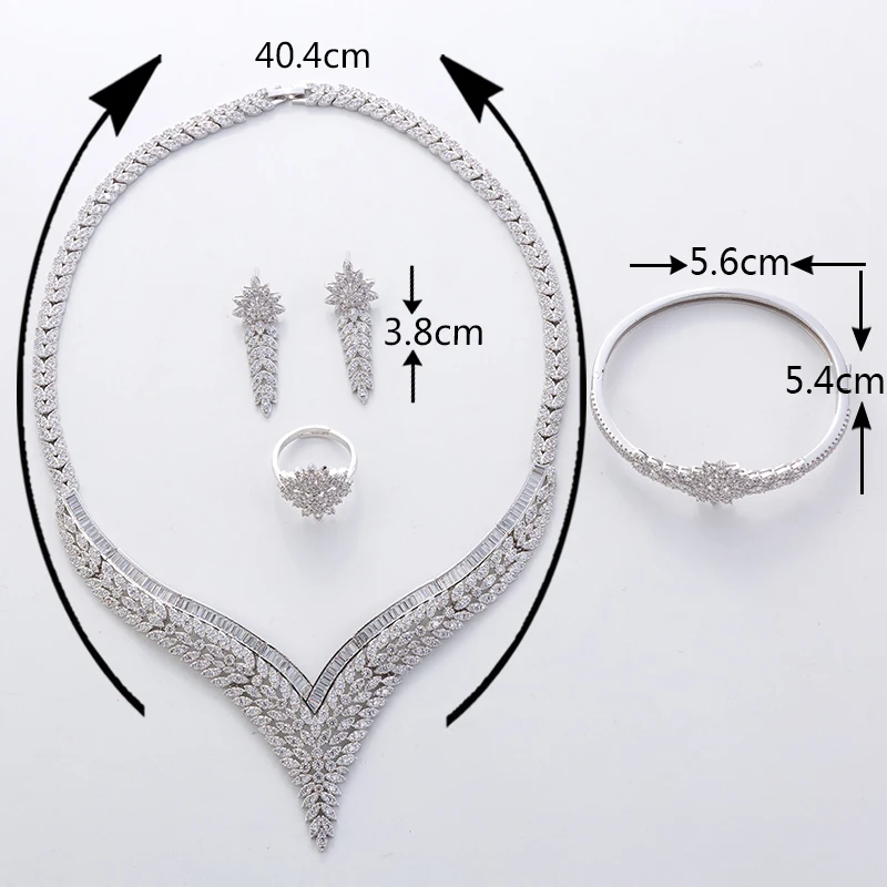 Hadiyana модный серебряный цвет Цирконий Свадебный ювелирный набор Женские Ювелирные наборы для женщин TZ8028
