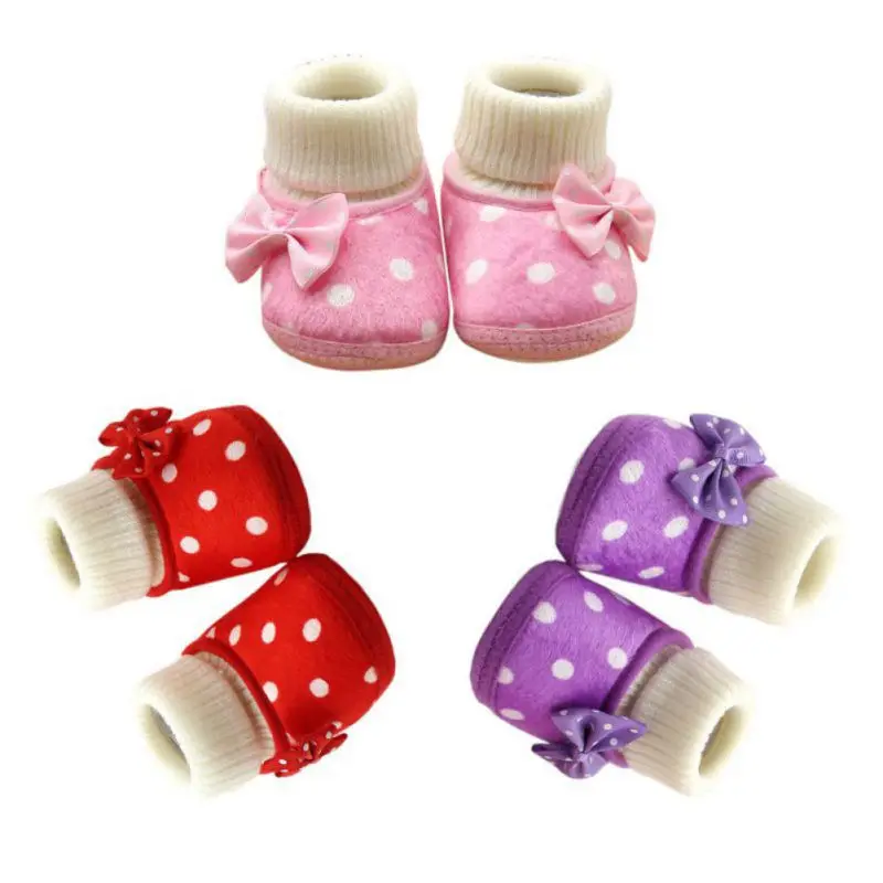 Soft & Warm Baby Shoes Born Baby Girl Bowknot Fleece Snow Boots Booties White Princess Shoes LM58 Arrival