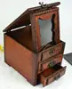 Copper Statue Classic antiquity belt mirror wooden jewel box dressing box compound desktop storage box 1